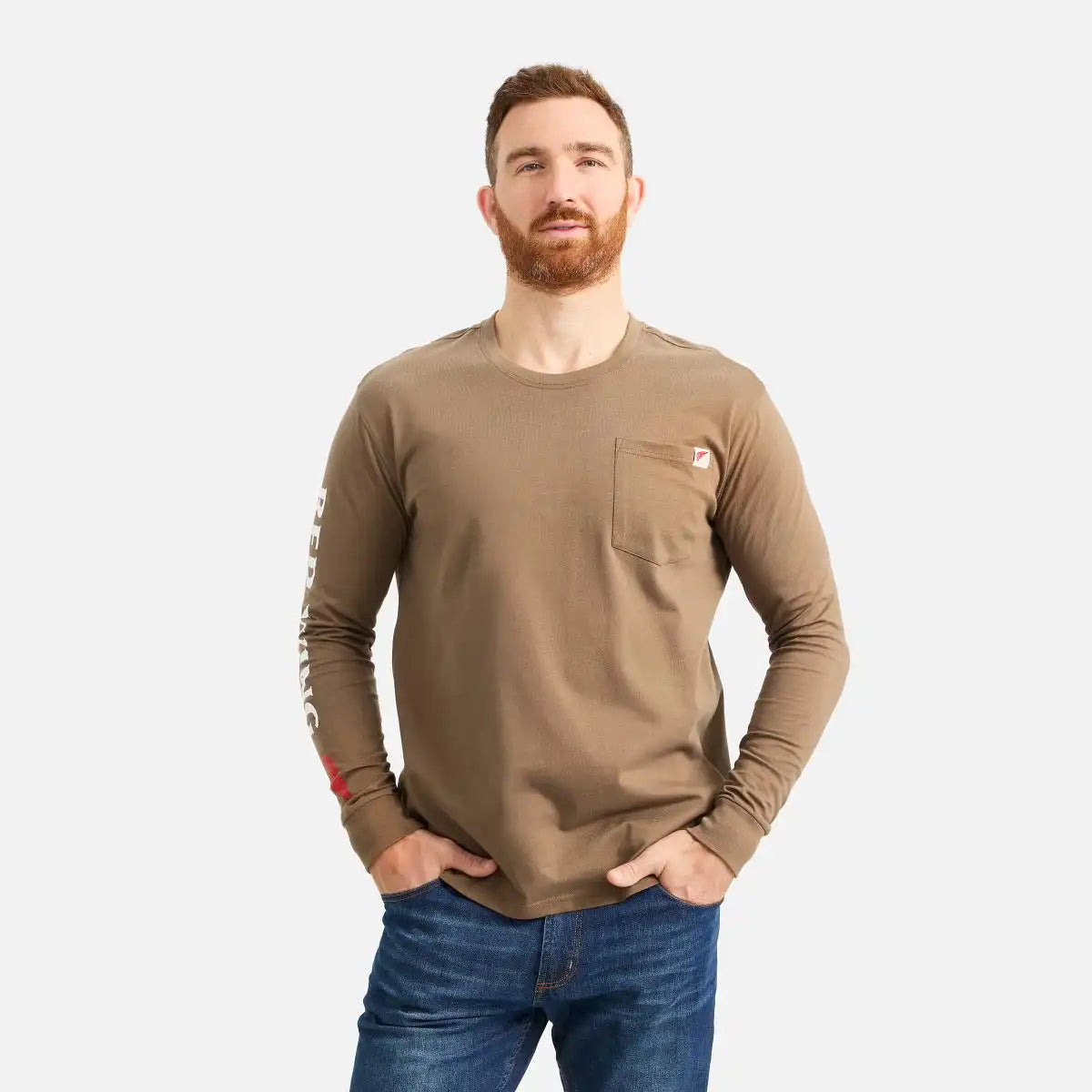 Long Sleeve Pocket T-Shirt with Sleeve Print