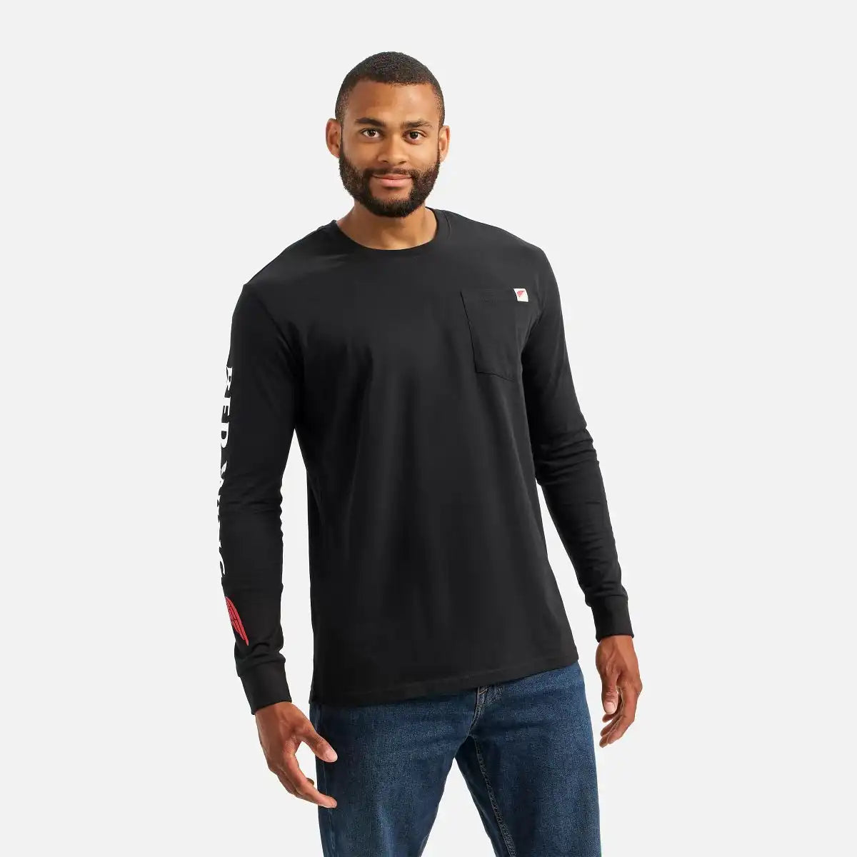 Long Sleeve Pocket T-Shirt with Sleeve Print