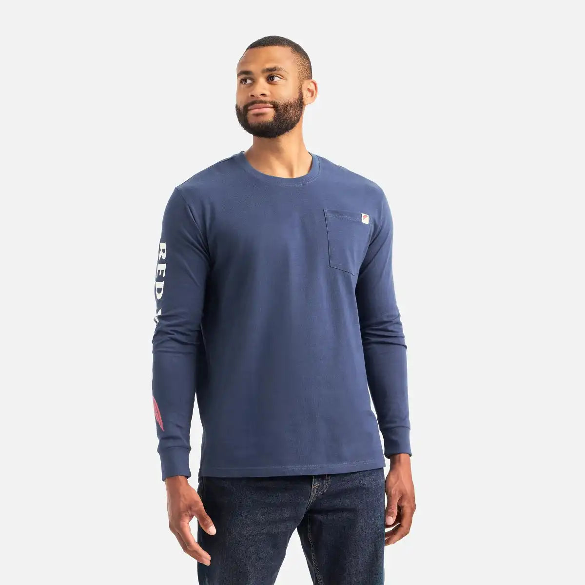 Long Sleeve Pocket T-Shirt with Sleeve Print
